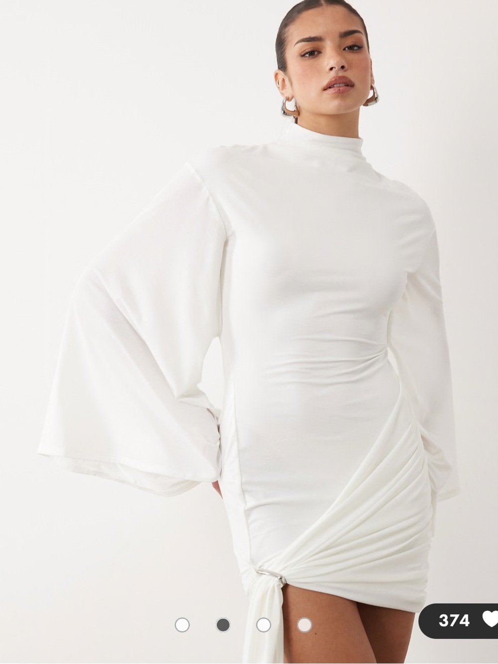 ASOS White Mini Dress with Dramatic Bell Sleeves